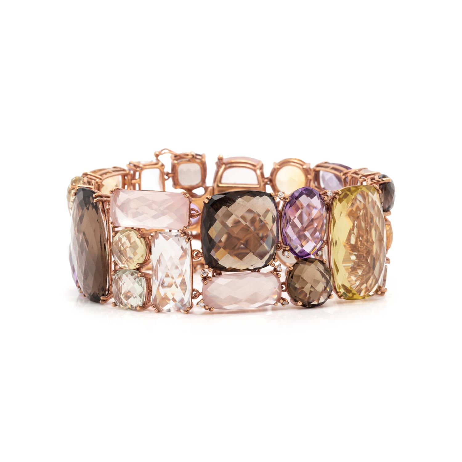 MULTICOLOR QUARTZ AND DIAMOND BRACELET