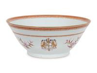 A Chinese Export Armorial Punch Bowl