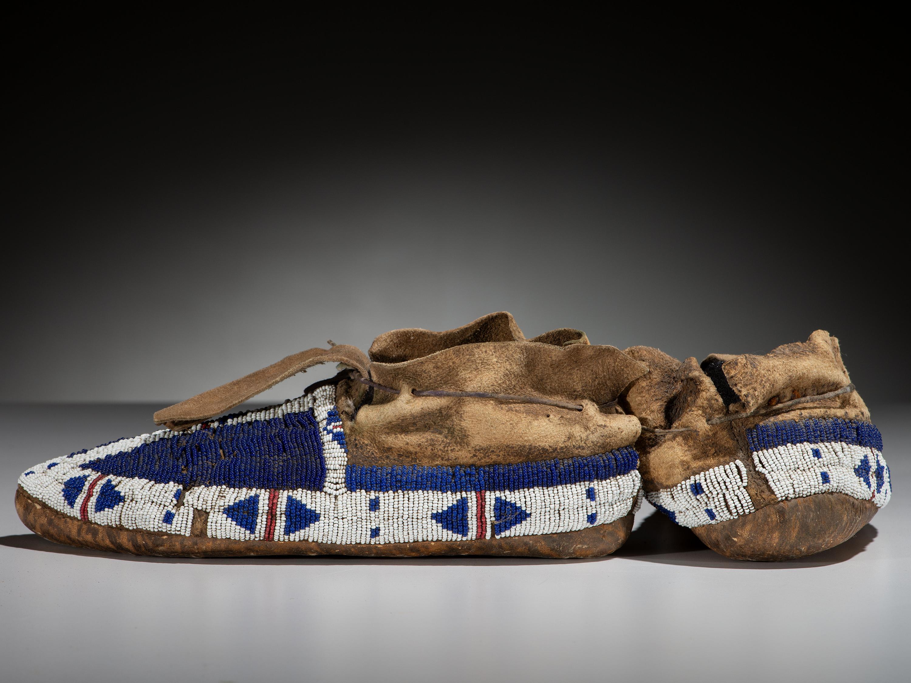 Ute Beaded Buffalo Hide Moccasins