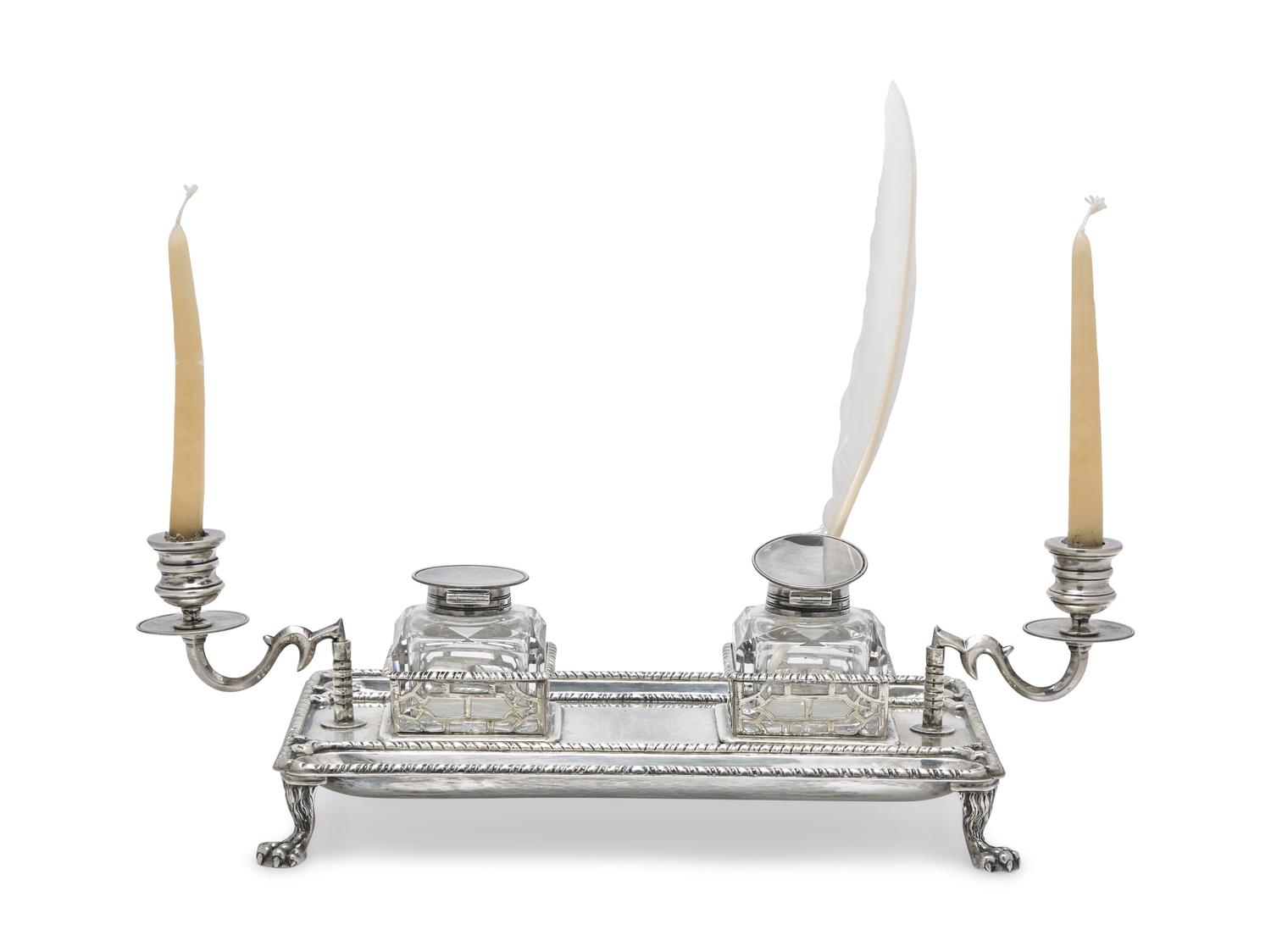 A Victorian Silver Inkstand
