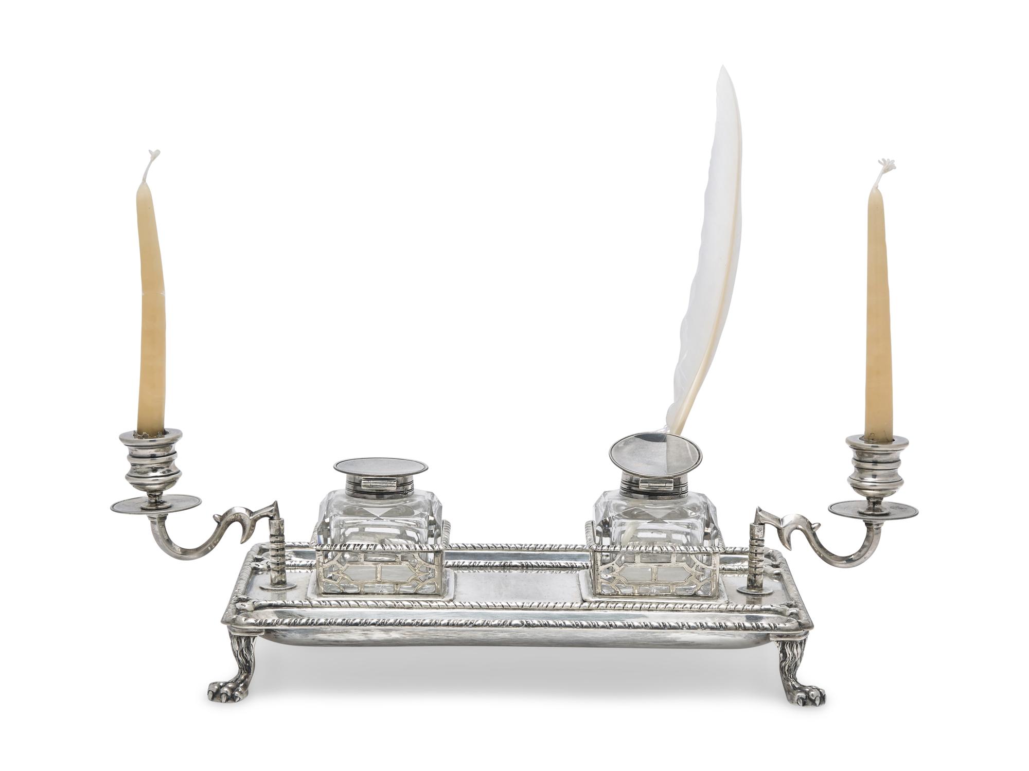A Victorian Silver Inkstand