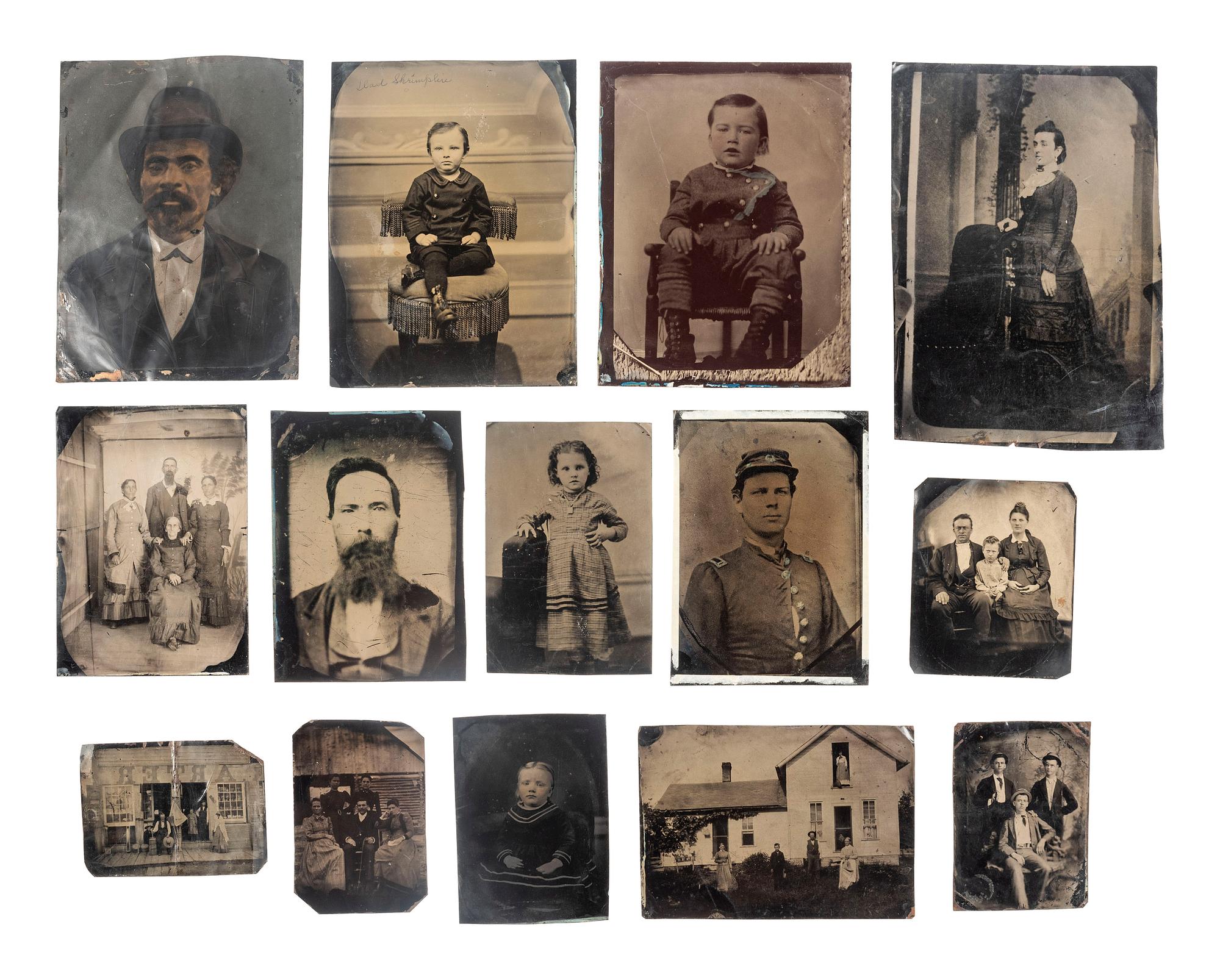 [EARLY PHOTOGRAPHY]. A collection of 19th-20th century photographs and related materials, highlighted by an assortment of cased images and tintypes, incl. African American subject.