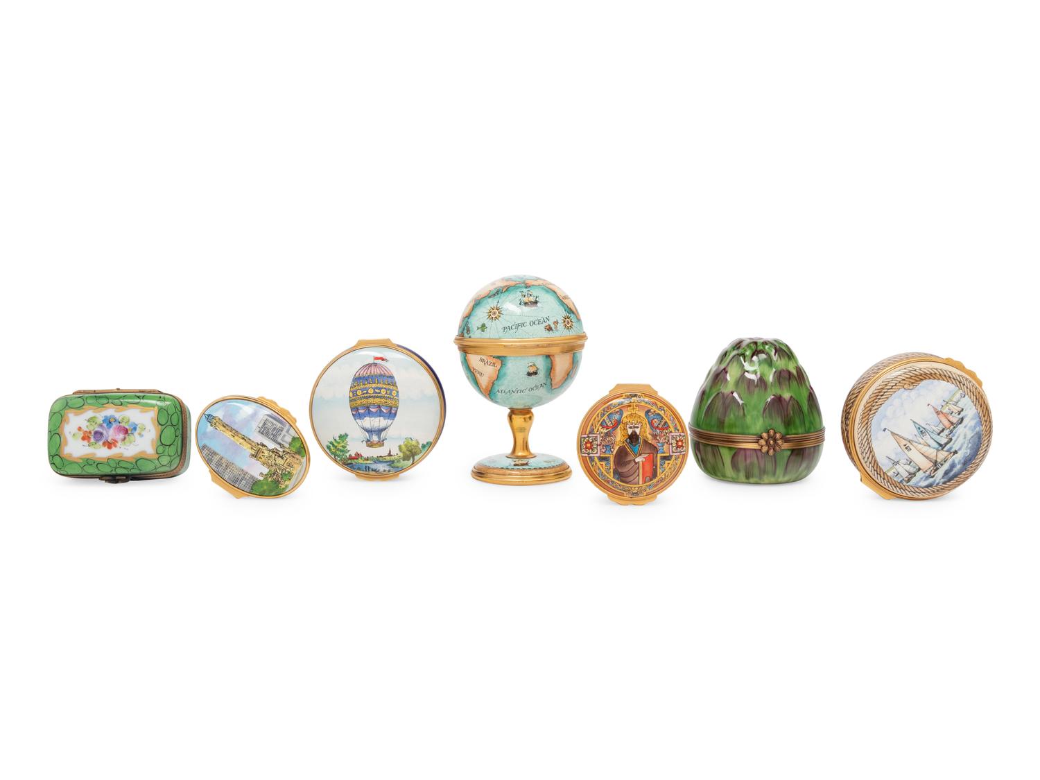 A Group of Seven English and French Enamel Boxes