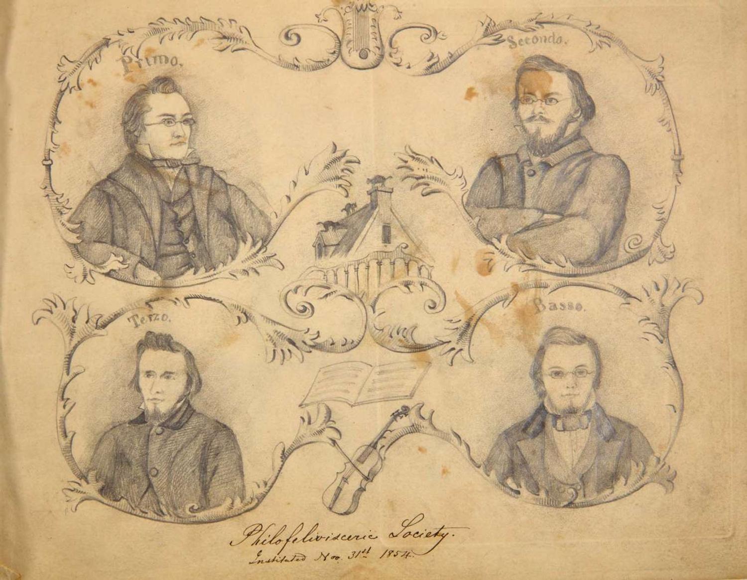 A Nazareth Hall sketchbook Nazareth, PA, dated November 18, 1854 to May 1855