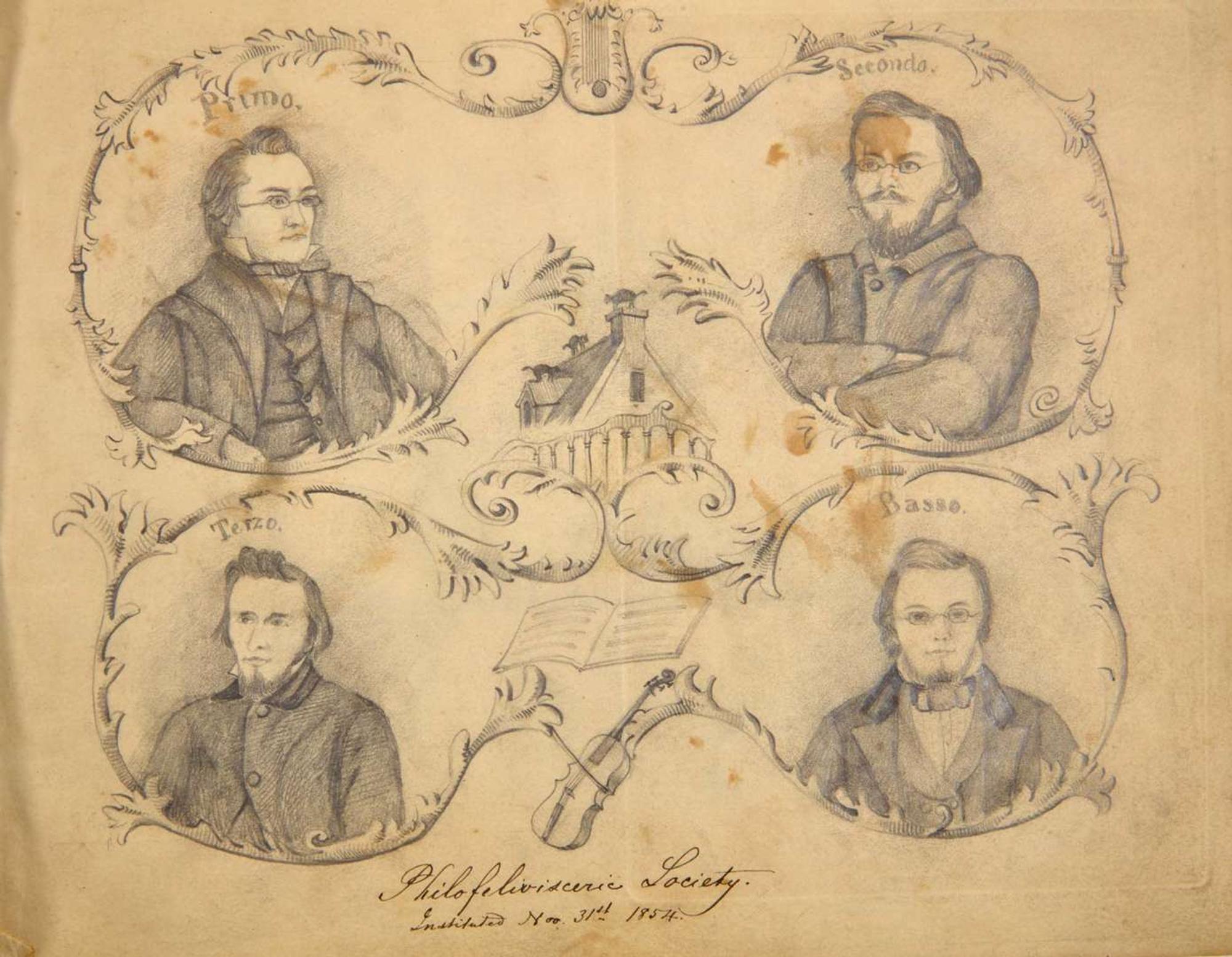 A Nazareth Hall sketchbook Nazareth, PA, dated November 18, 1854 to May 1855