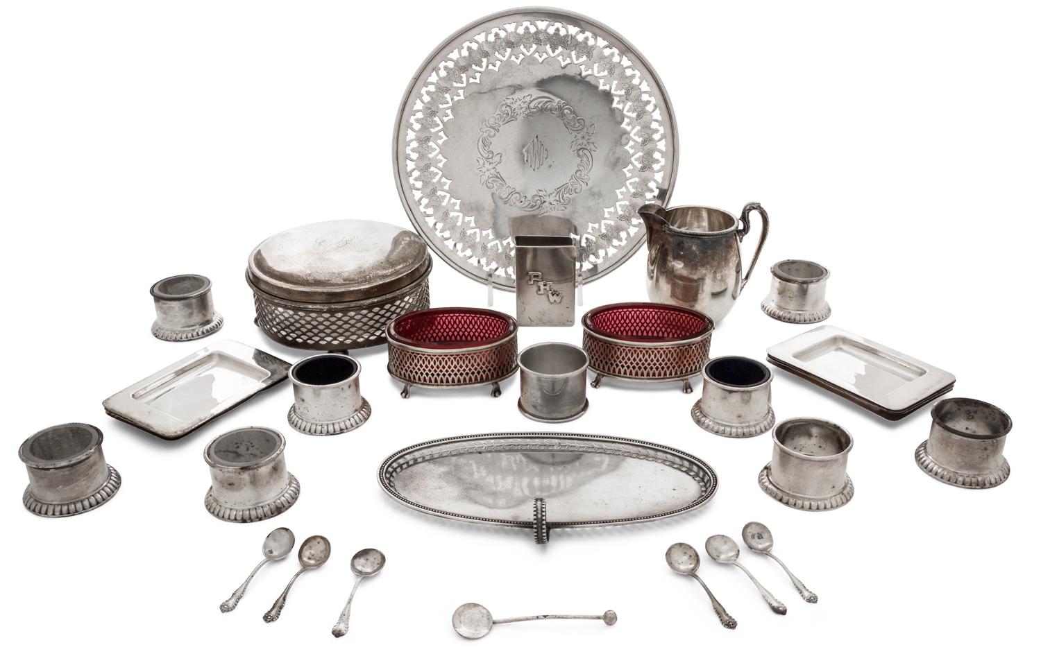 A Collection of American Silver and Silver Mounted Articles, 20th Century, comprising a Meriden Brittania Co. reticulated dish, a Curri