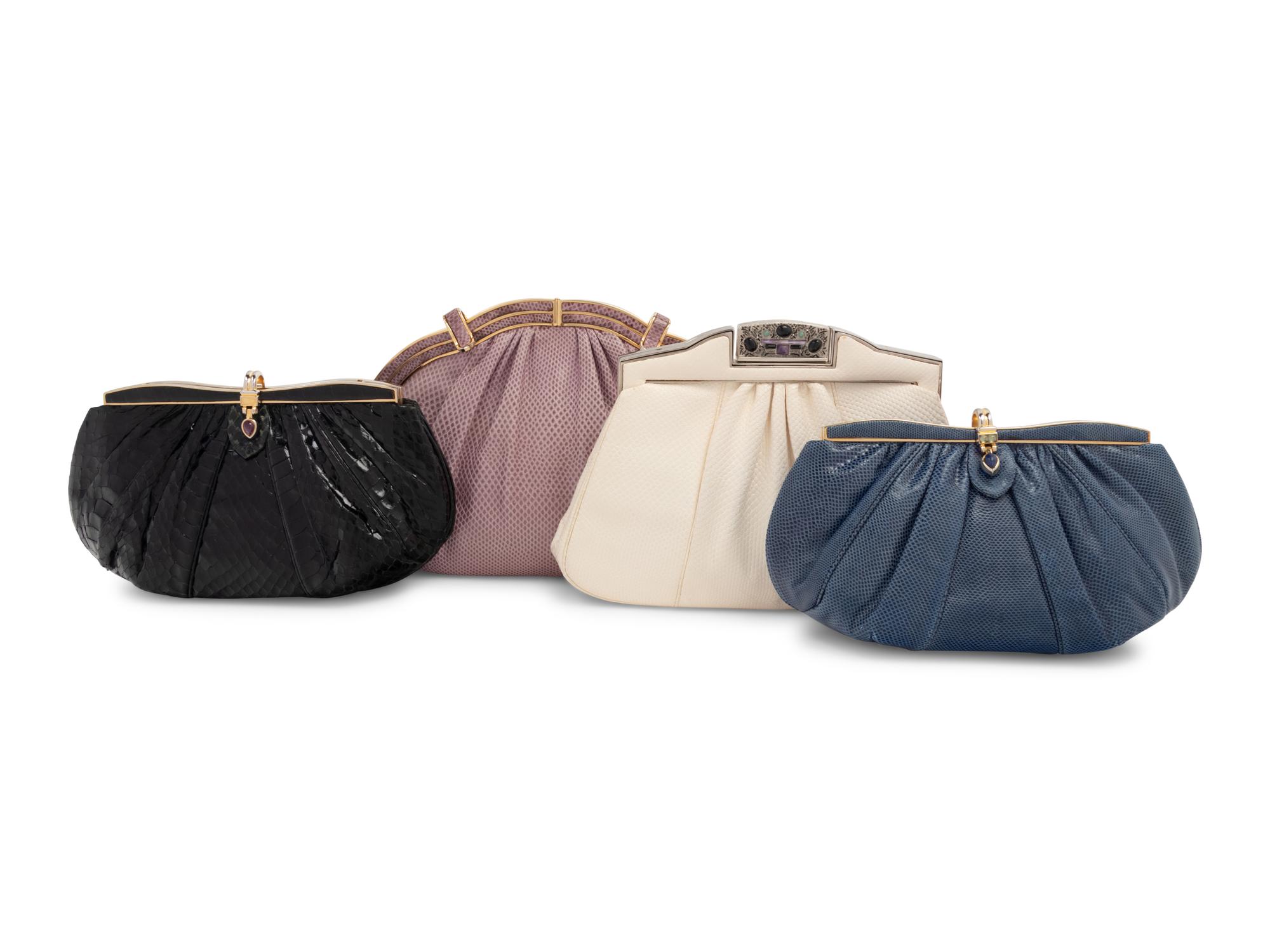 Four Judith Leiber Exotic Skin Bags, 1980-90s