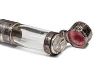 An English Silver Mounted Ebony Scent Flask Walking Stick