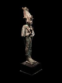 A Large Egyptian Bronze Osiris with Inlaid Eyes