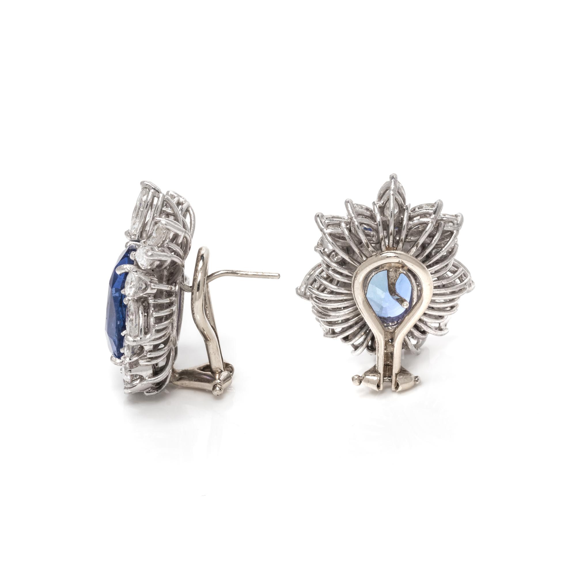 SAPPHIRE AND DIAMOND EARCLIPS