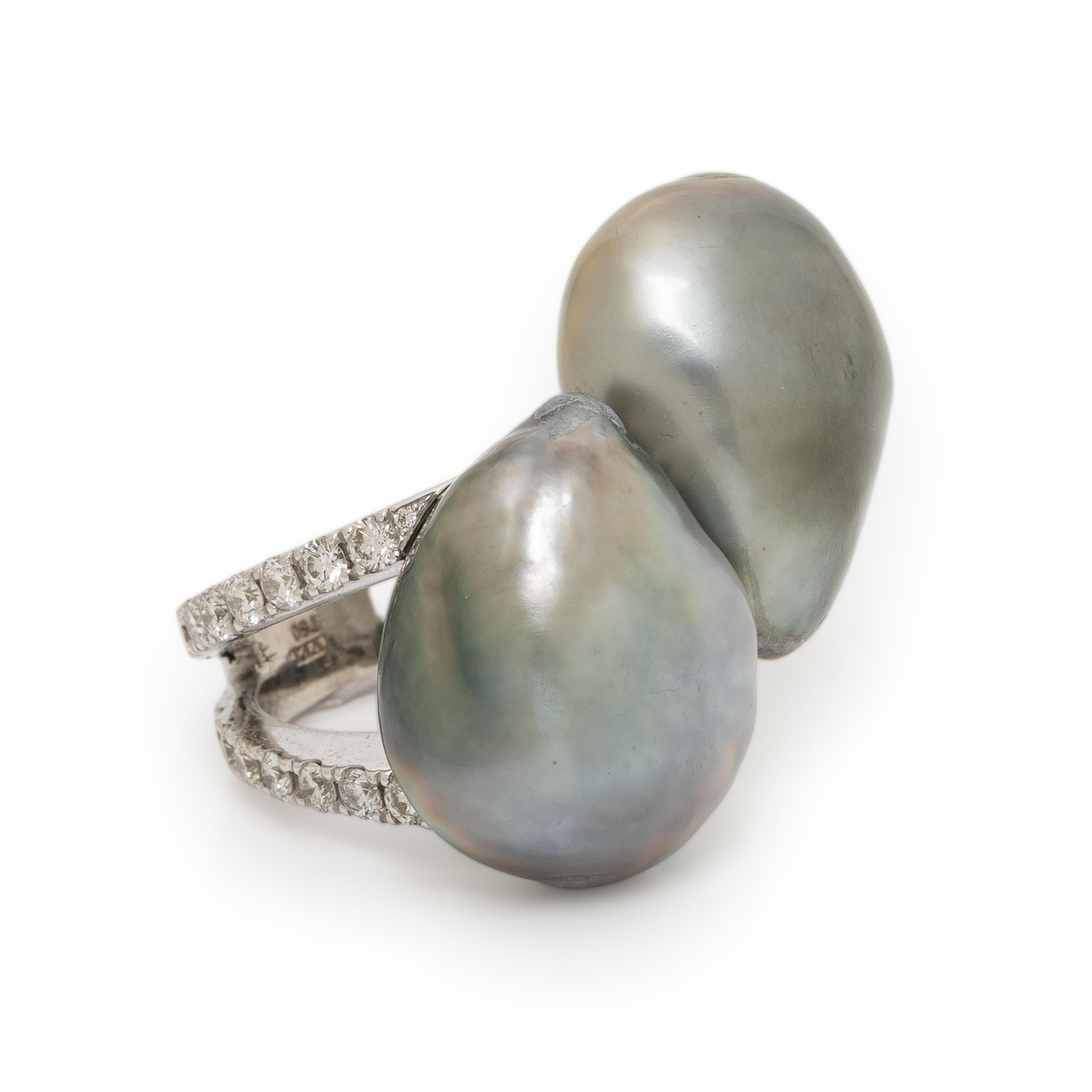 Yvel, Baroque Cultured Pearl, Diamond, and White Gold