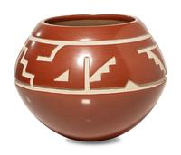 Carved Redware Pot
