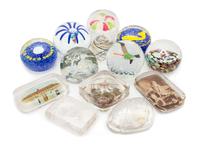 A Collection of Thirteen American Glass Paperweights