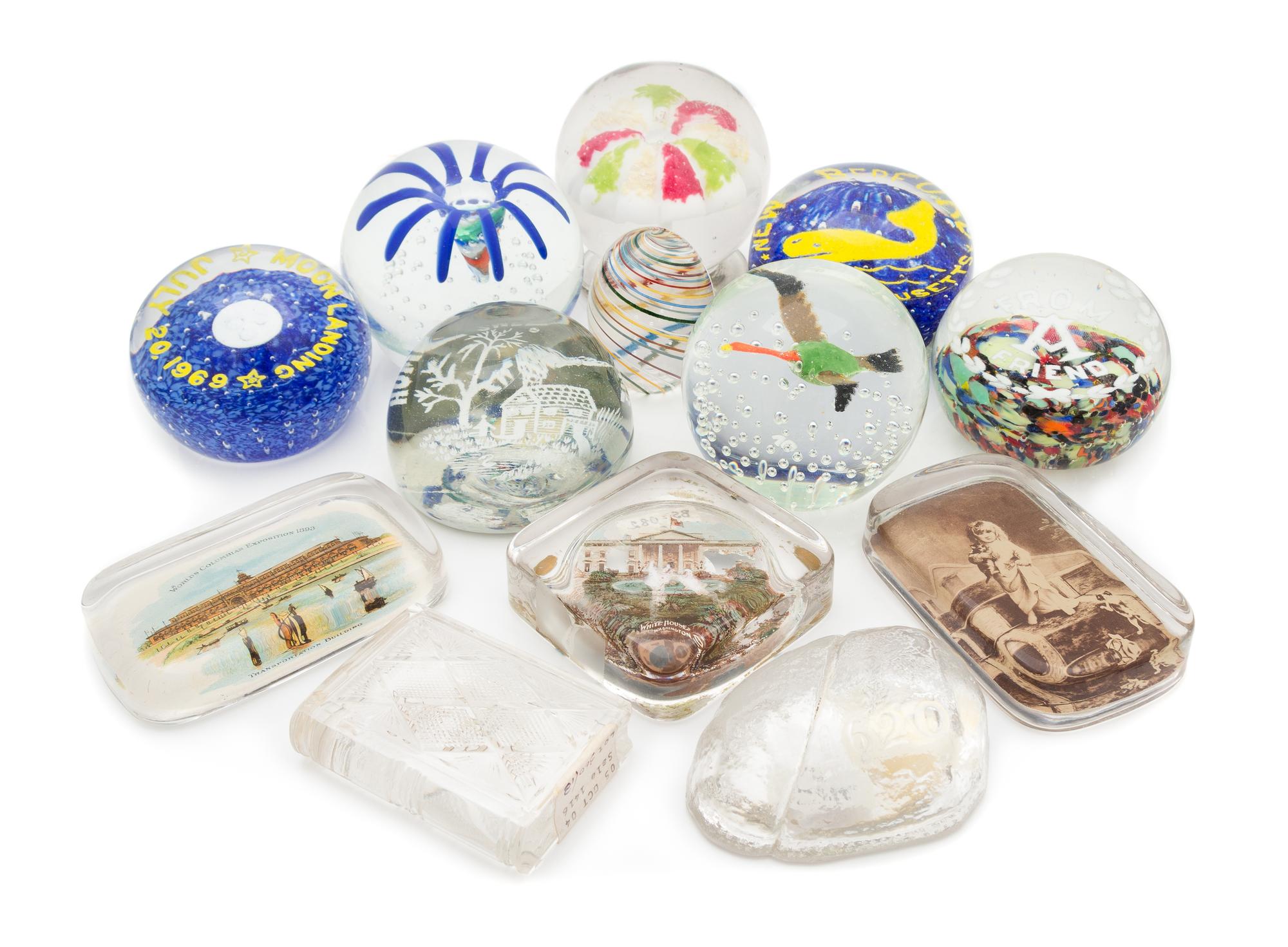 A Collection of Thirteen American Glass Paperweights