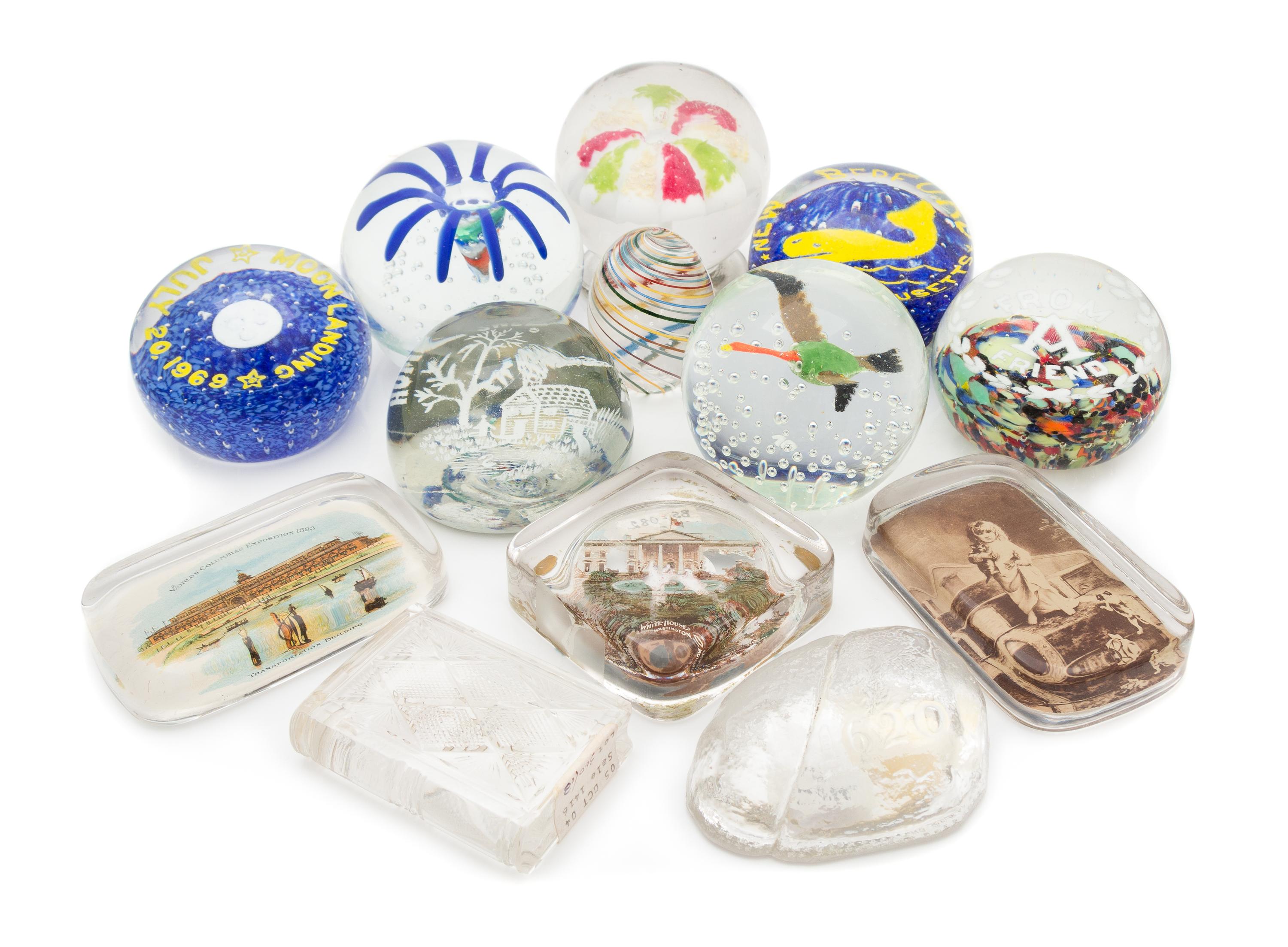 A Collection of Thirteen American Glass Paperweights