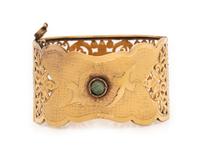 YELLOW GOLD AND HARDSTONE CUFF BRACELET