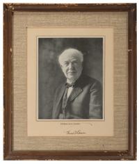 EDISON, Thomas (1847-1931). Photograph signed ("Thos. A. Edison."). N.p., n.d.