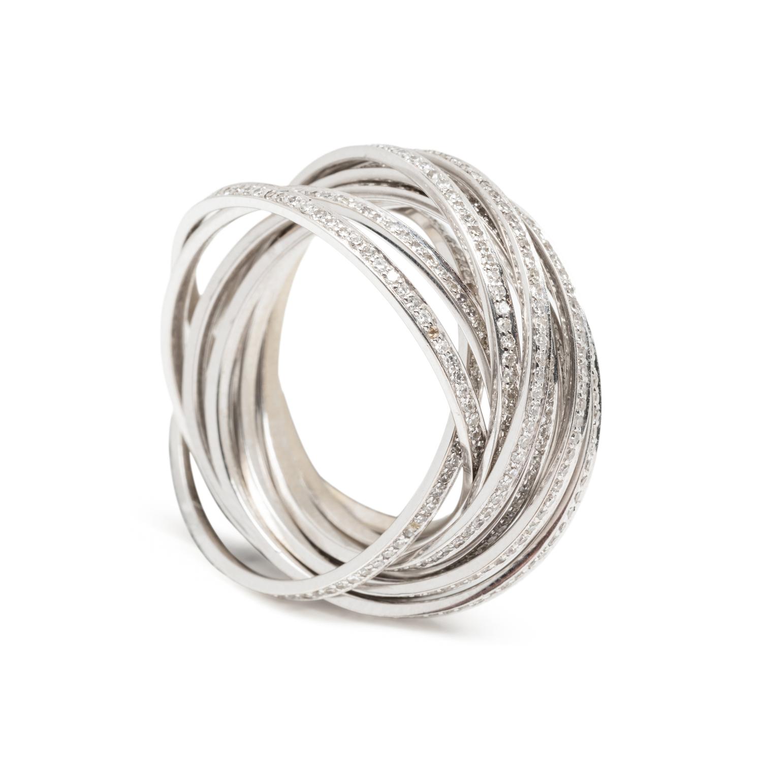 SHAY, WHITE GOLD AND DIAMOND 'ROLLING ORBIT' RING
