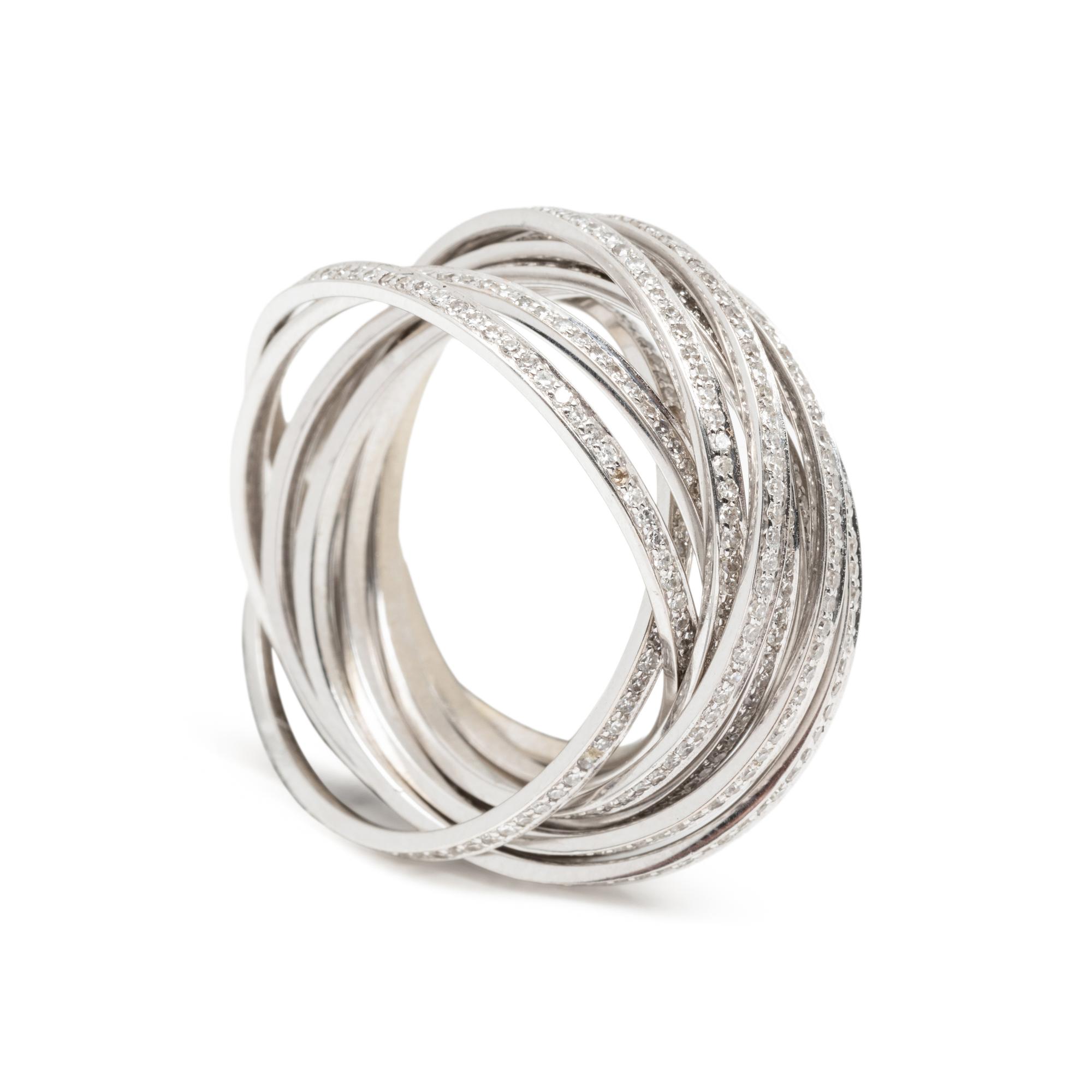 SHAY, WHITE GOLD AND DIAMOND 'ROLLING ORBIT' RING