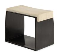 An R&Y Augousti Patinated Brass and Shagreen-Upholstered Laurens Stool