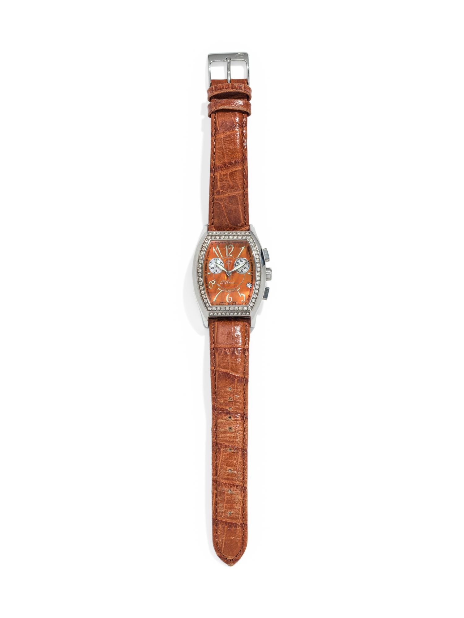 ELINI, STAINLESS STEEL AND DIAMOND WRISTWATCH