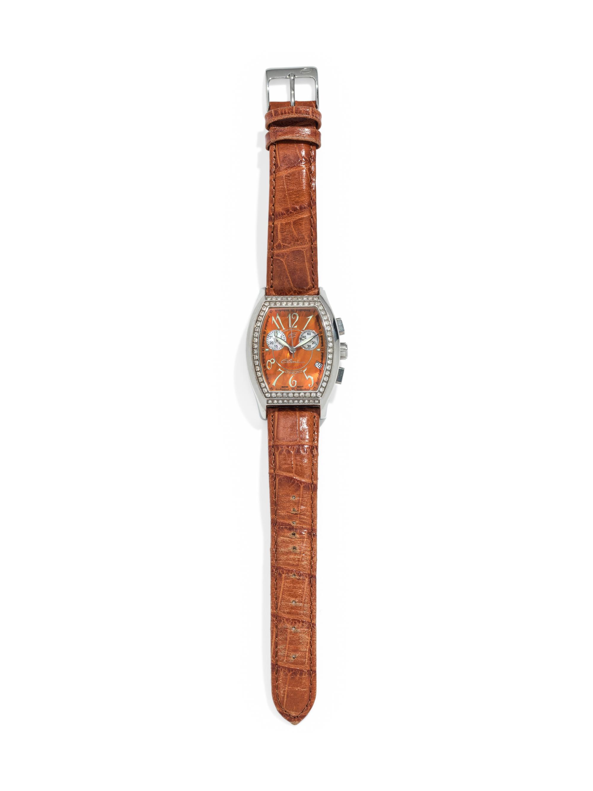 ELINI, STAINLESS STEEL AND DIAMOND WRISTWATCH
