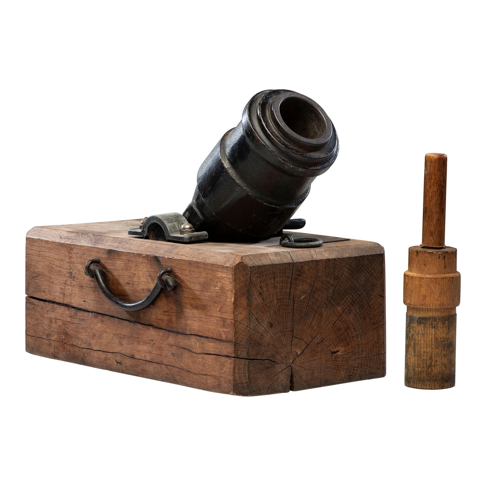 Cook's Arsenal Works Cast Iron Mortar with Wood Block Mount