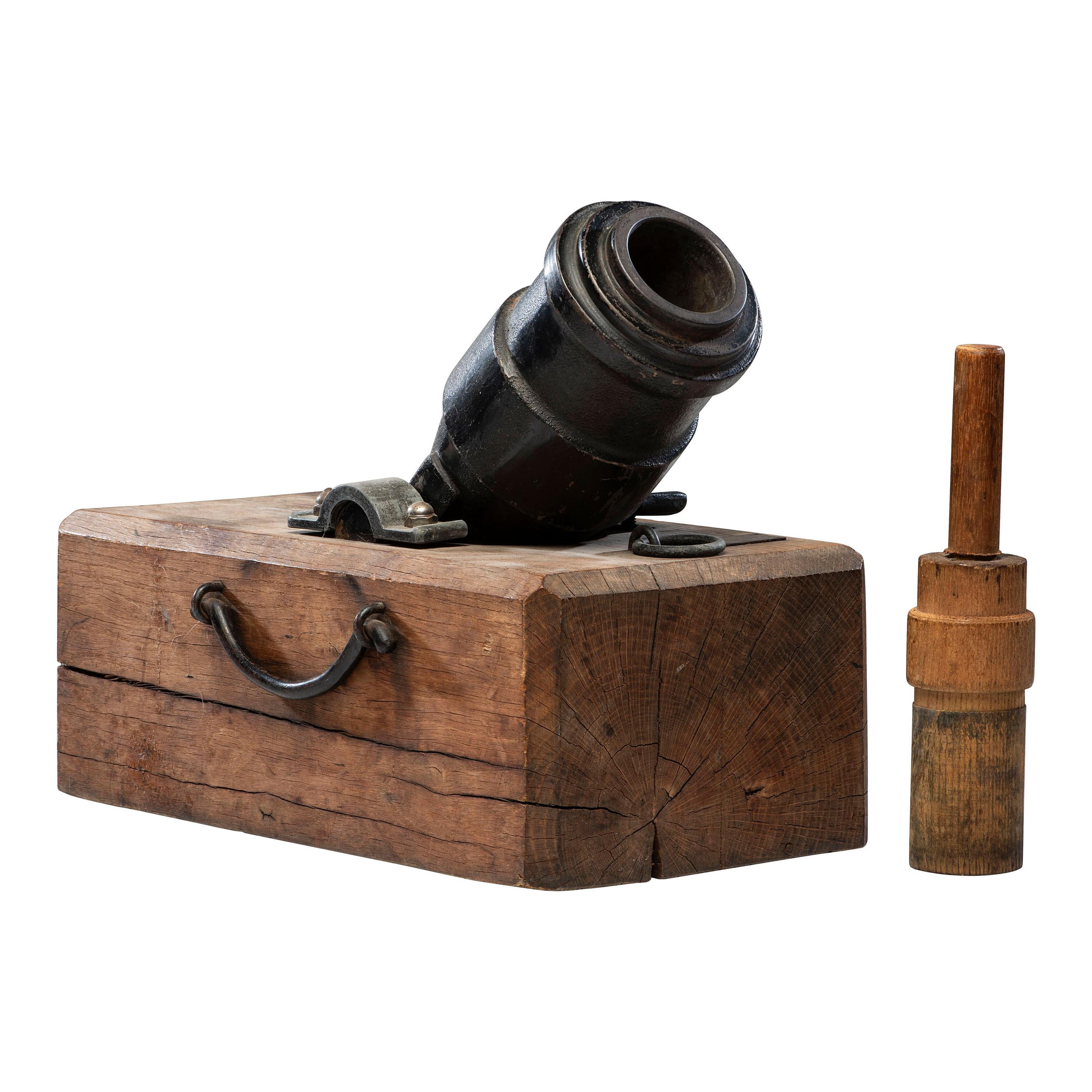 Cook's Arsenal Works Cast Iron Mortar with Wood Block Mount