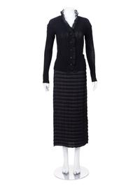 Three Issey Miyake Pleated Items: One Jacket, One Top, and One Skirt