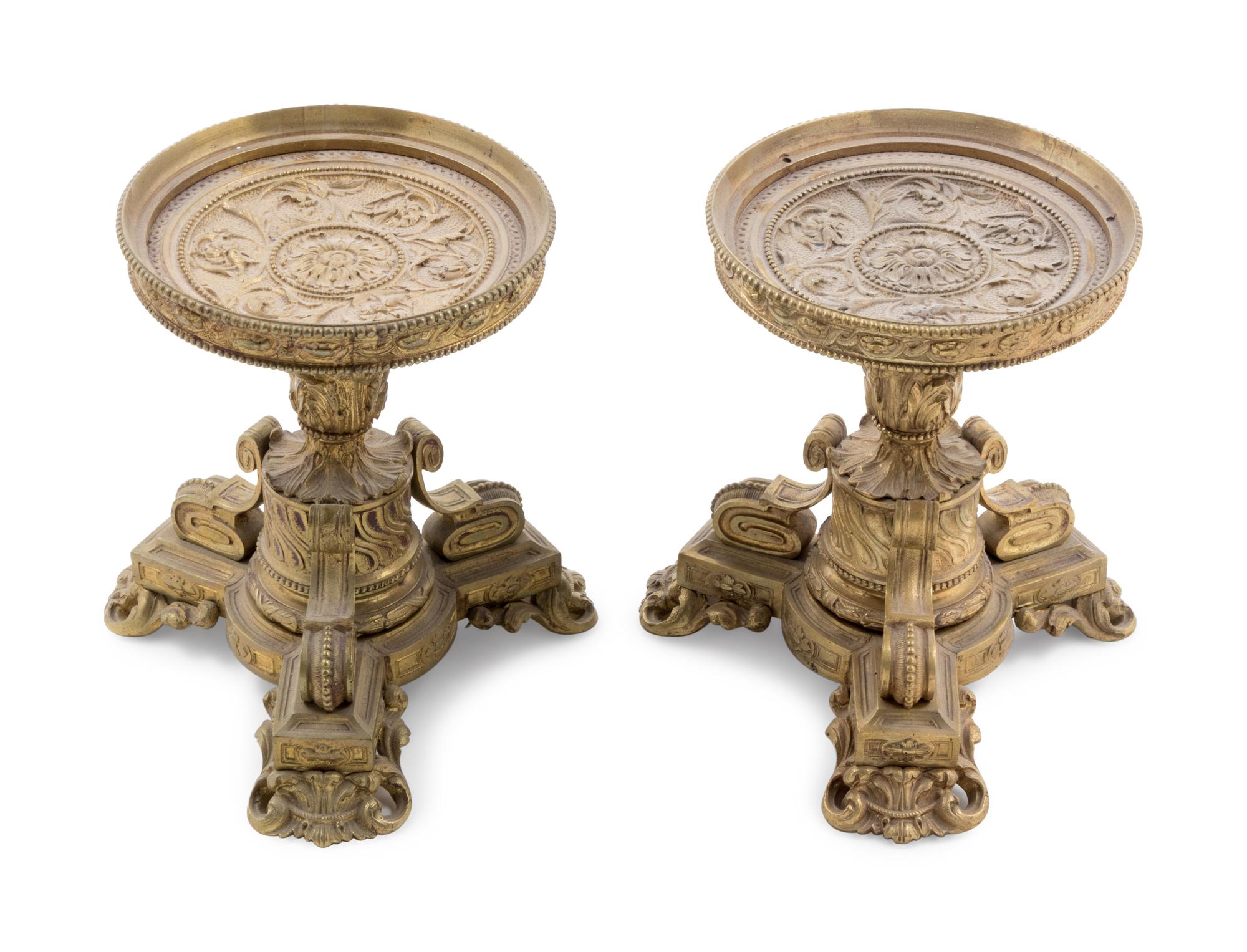 A Pair of Louis XVI Style Gilt Bronze Mounted Centerpiece Bases