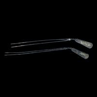 A Pair of Chinese Parcel Gilt Silver 'Bird and Foliate' Hairpins, Chai, Tang Dynasty 唐 鎏金卷草飛鳥紋銀釵一對