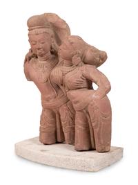 A Sandstone Figural Group