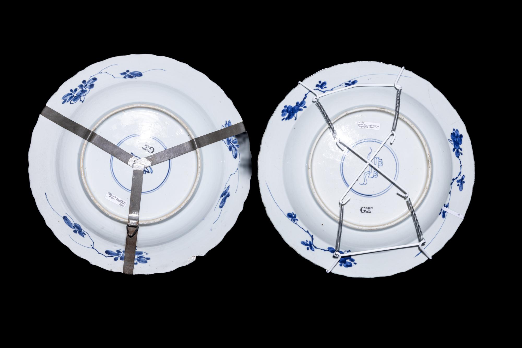 Two Chinese Export Blue and White Porcelain Chargers