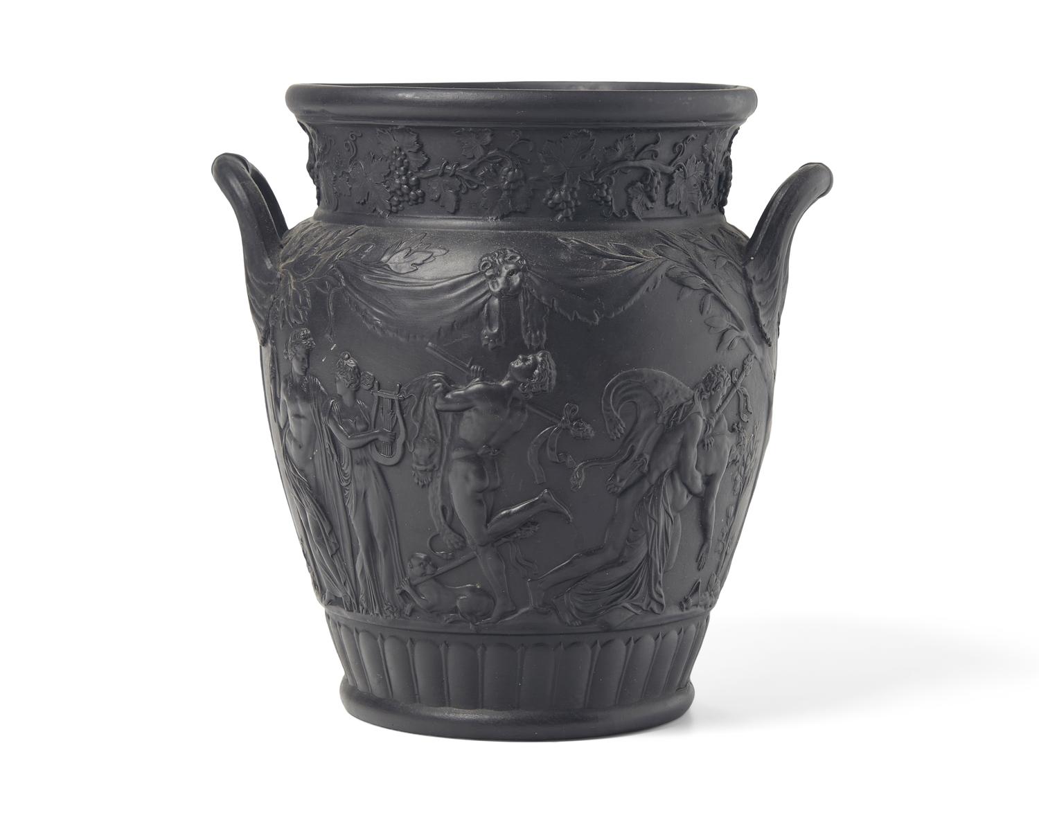 A Wedgwood Black Basalt Twin-Handled Urn