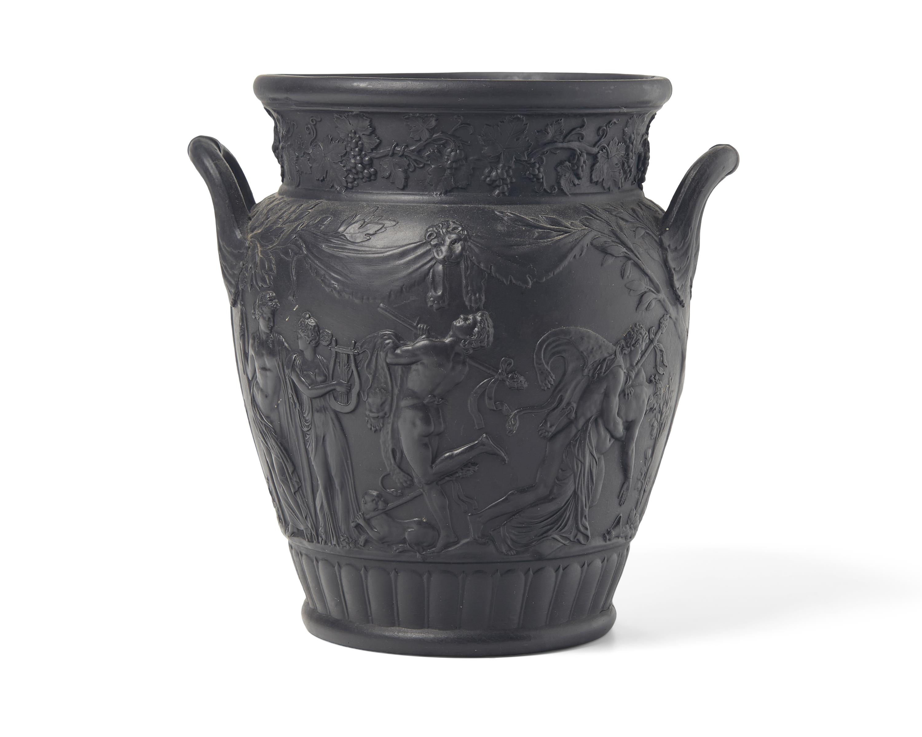 A Wedgwood Black Basalt Twin-Handled Urn