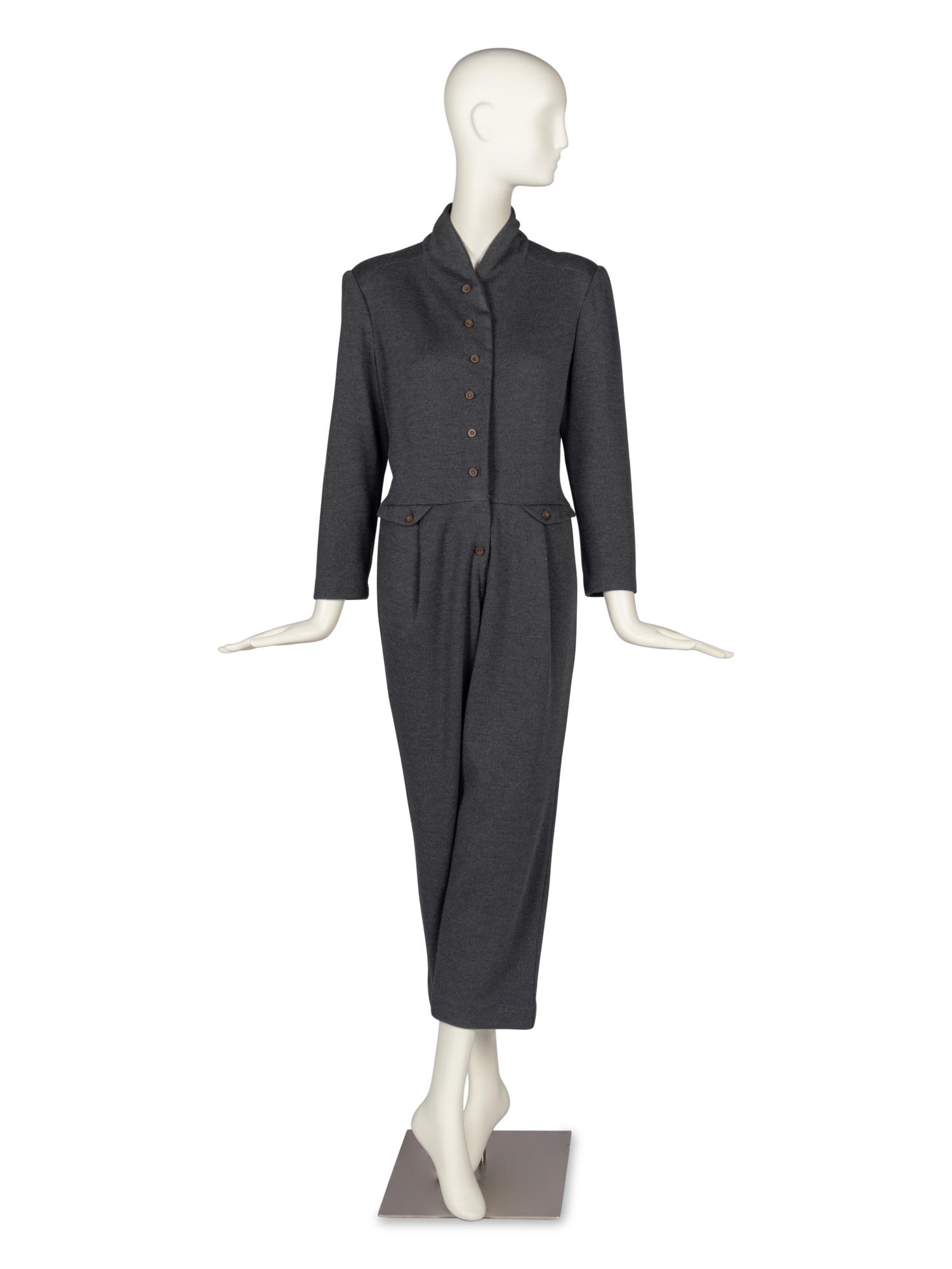 Geoffrey Beene Grey Wool Jumpsuit