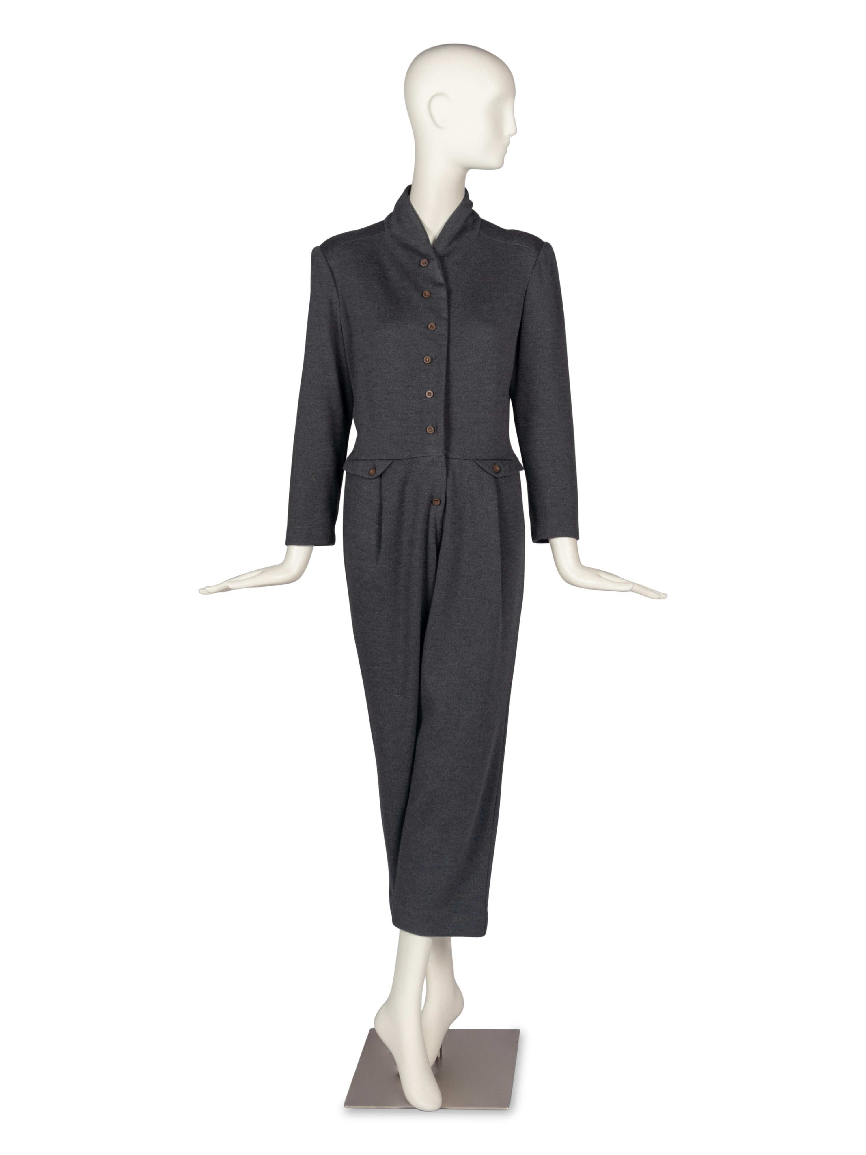 Geoffrey Beene Grey Wool Jumpsuit