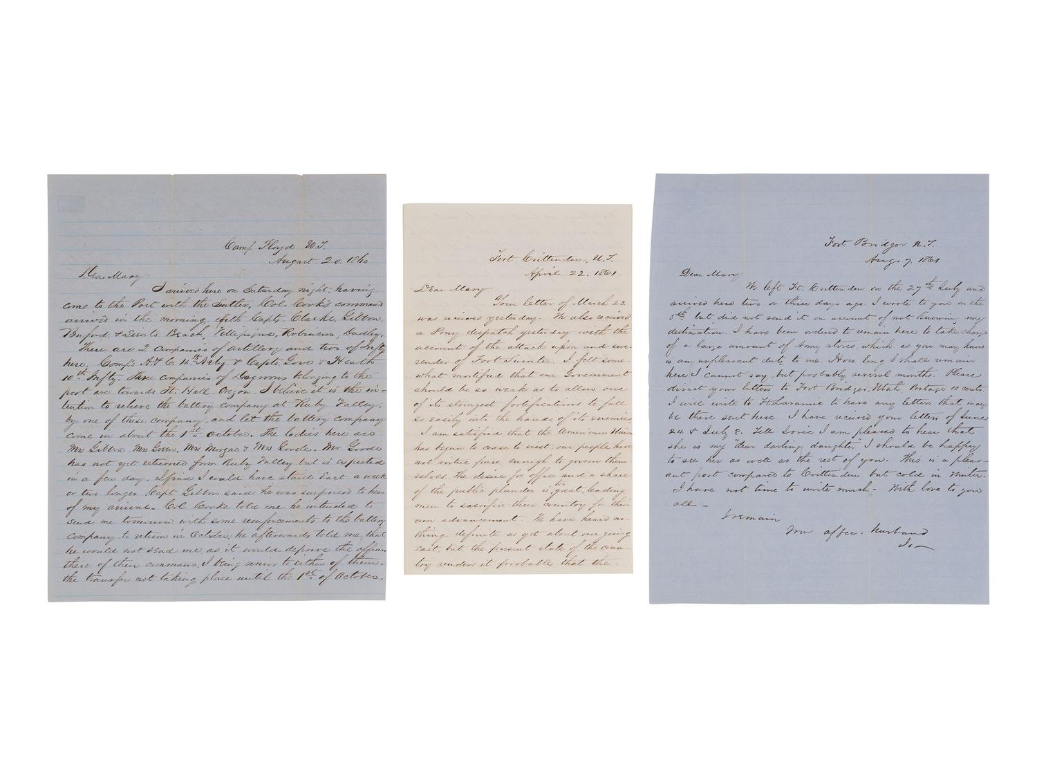 [WESTERN AMERICANA -- CIVIL WAR -- LINCOLN]. Papers of Captain Joseph Claypoole Clark, 4th US Light Artillery, Battery E, WIA Antietam, including frontier and Civil War correspondence, photography, and appointment signed by Lincoln as President.
