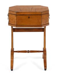 A Regency Inlaid Satinwood Octagonal Document Box on Stand