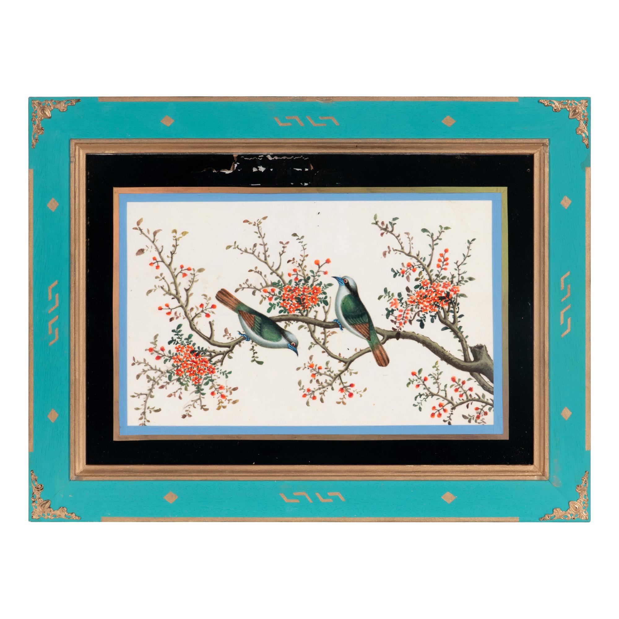 A Set of Twelve Chinese Export Watercolor and Pith Paintings of Exotic Birds