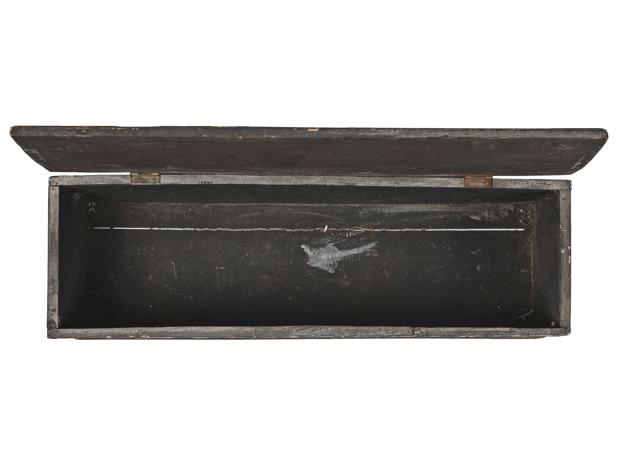 A Folk Art Carved and Painted Skeleton and Bone Decorated Blanket Chest