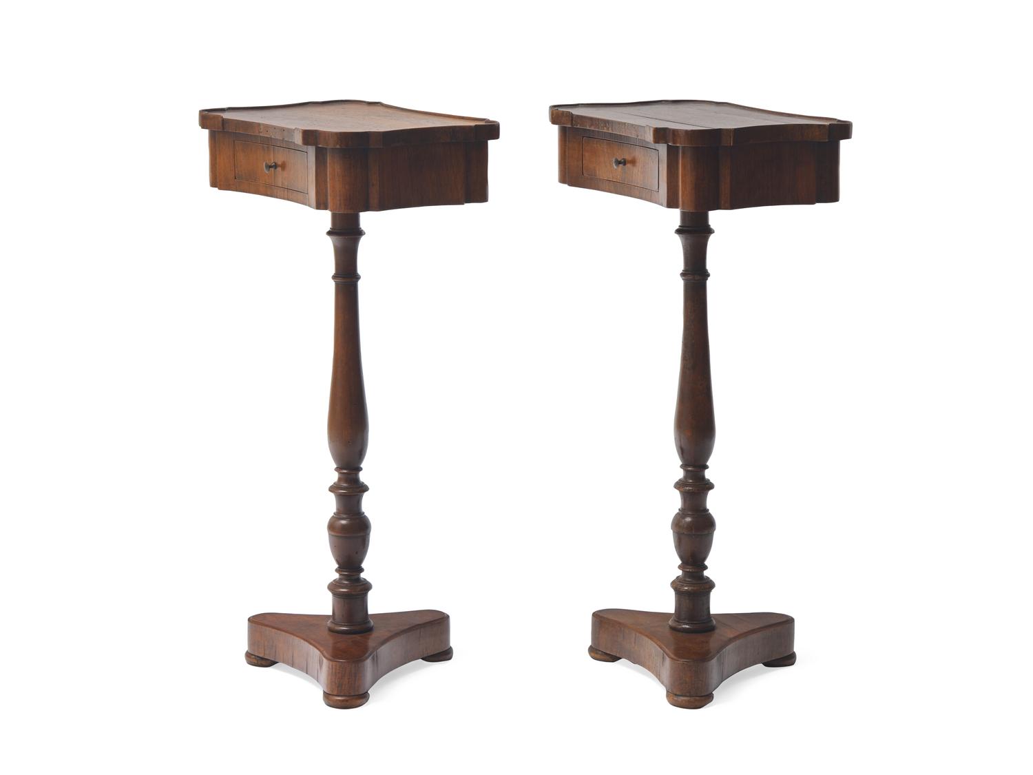 A Pair of Italian Walnut Jardiniere Stands