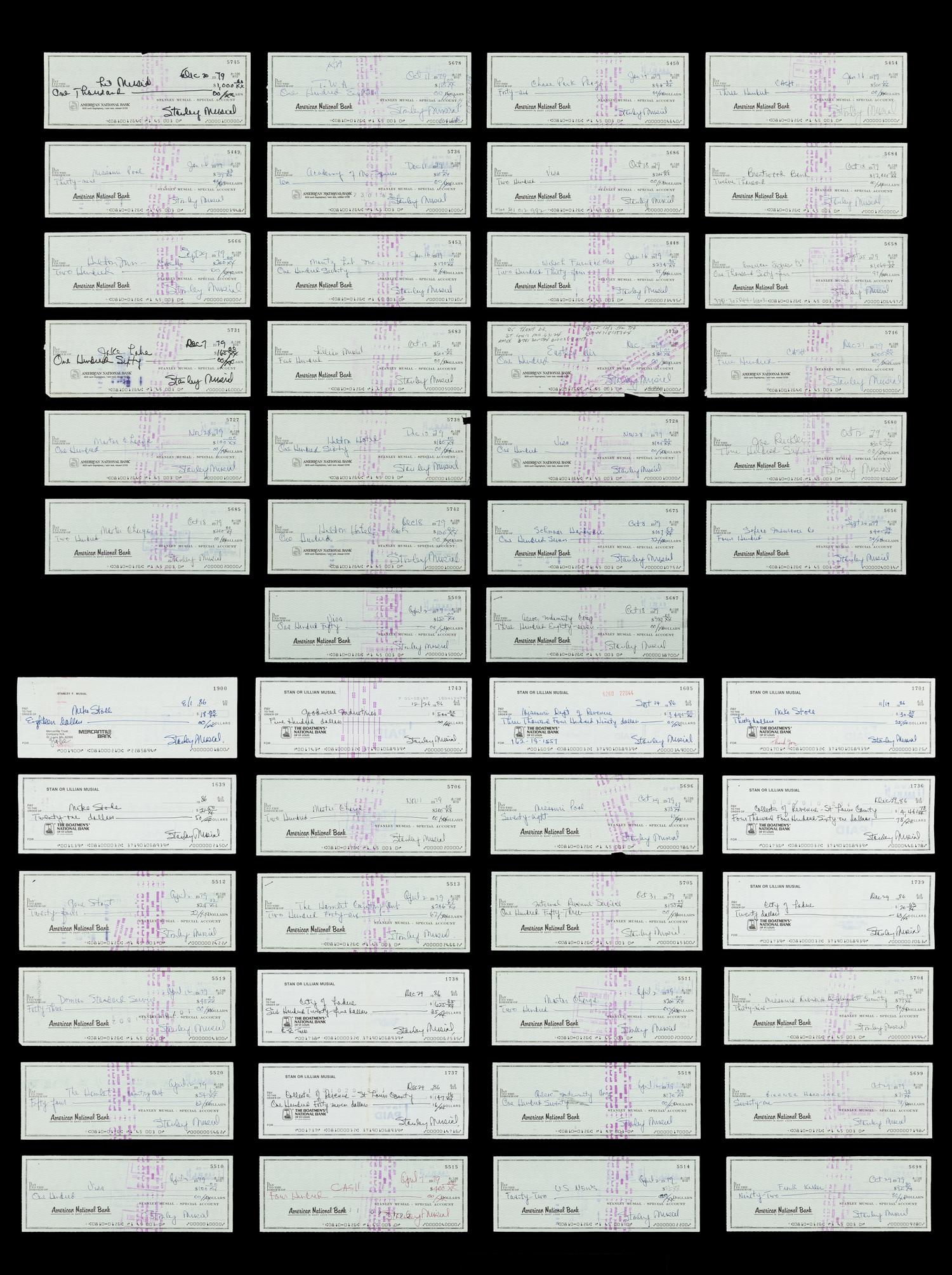 A Group of 50 Checks Written and Signed from the Account of Stan Musial