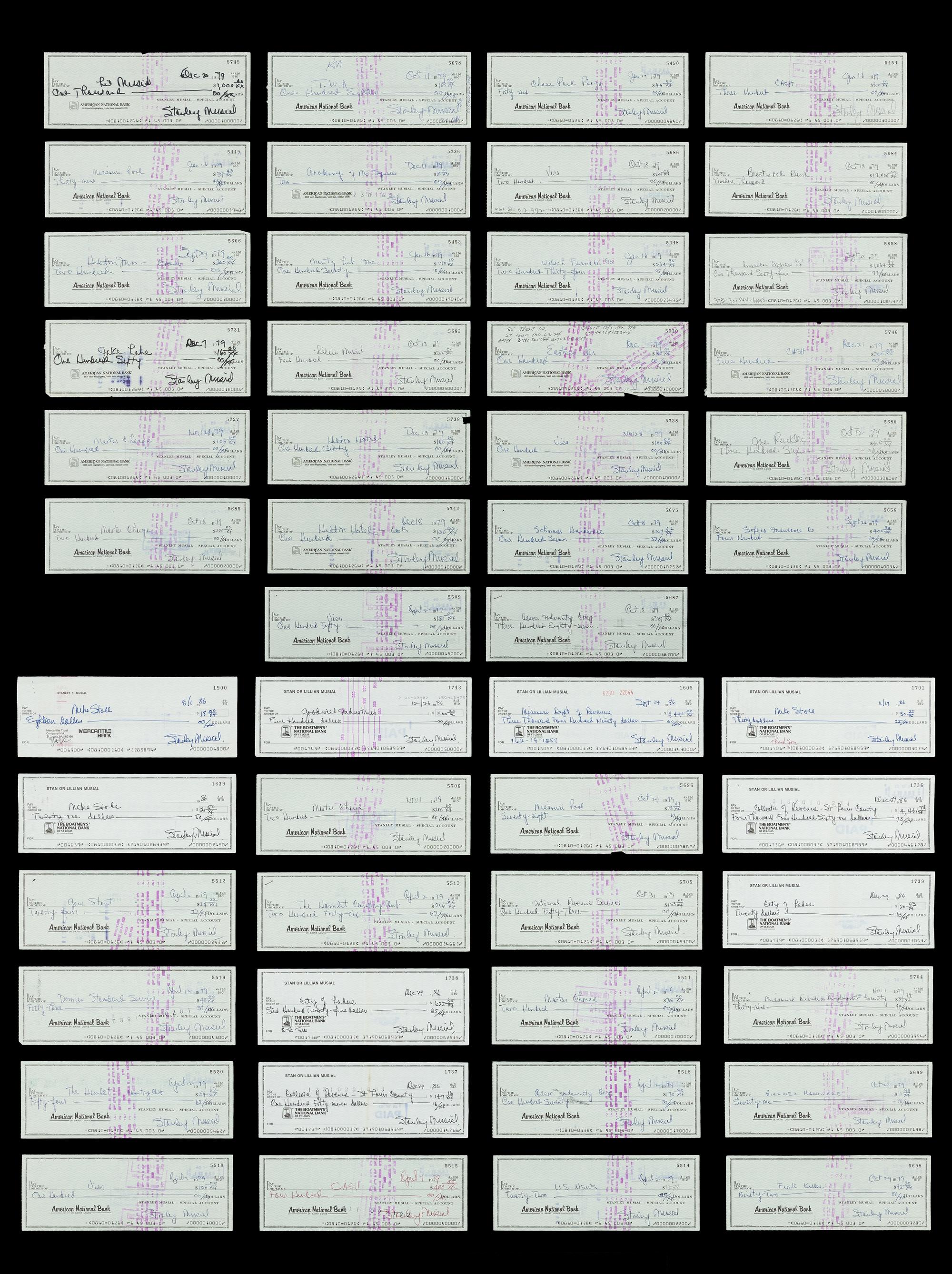 A Group of 50 Checks Written and Signed from the Account of Stan Musial
