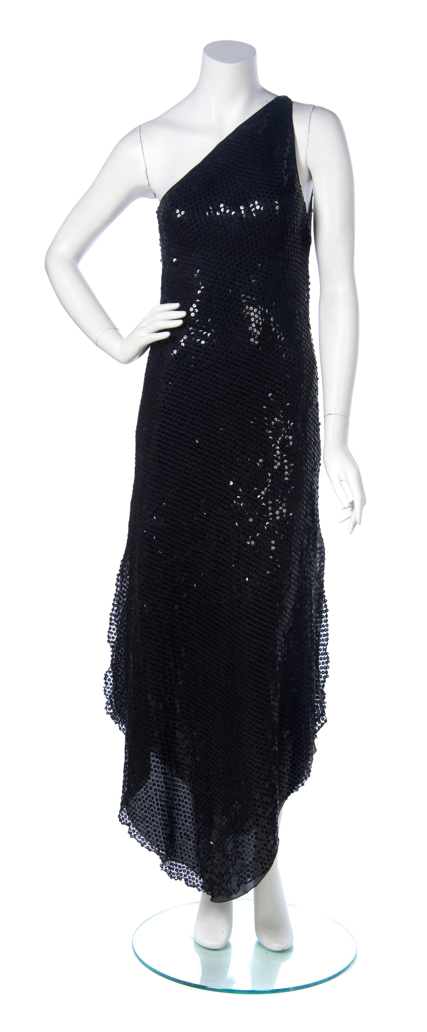 A Halston Black Sequin Gown,