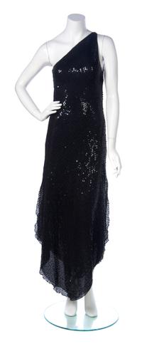 A Halston Black Sequin Gown,