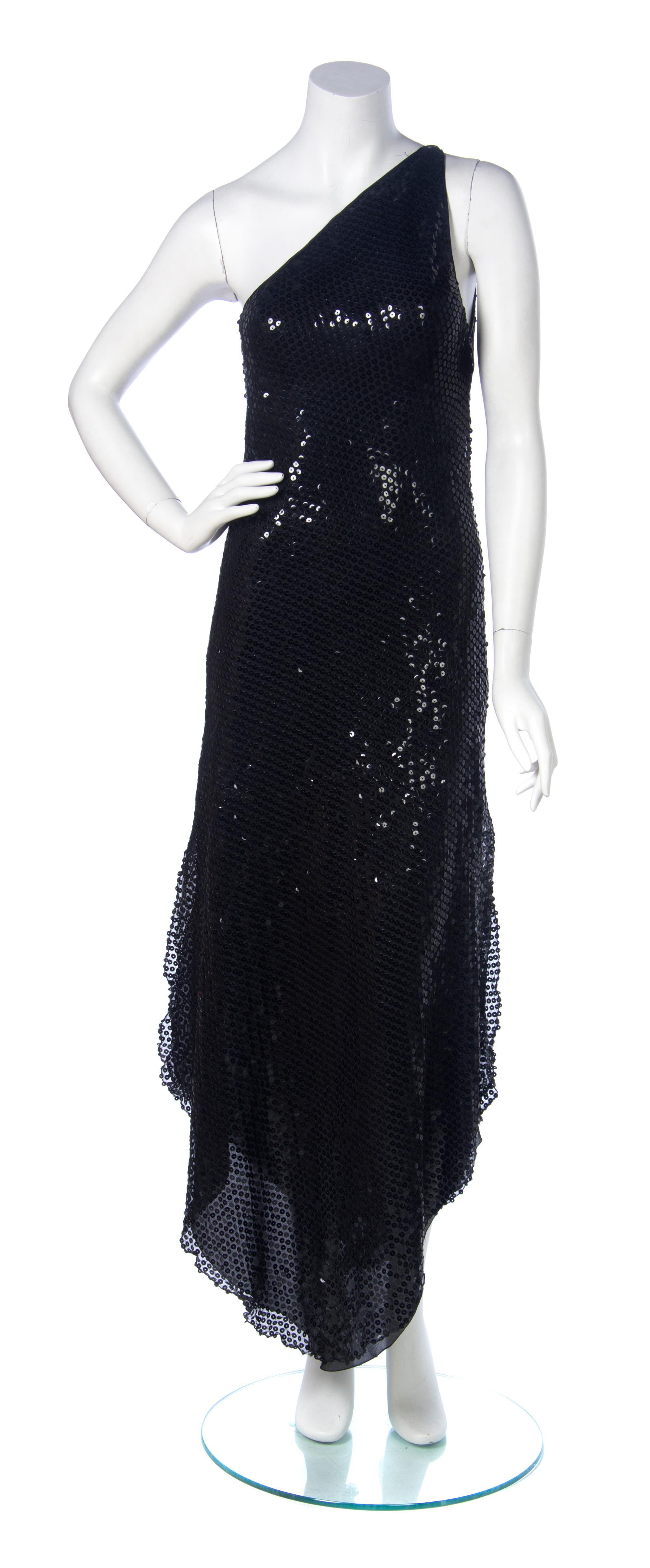 A Halston Black Sequin Gown,
