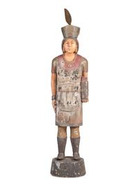 A Folk Art Carved and Painted Pine Native American Cigar Store Figure