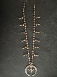 Navajo Silver and Turquoise Squash Blossom Necklace
