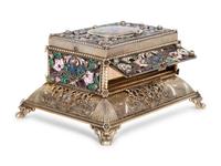 A Continental Enameled Silver Gilt Singing Bird Automaton Box — 19TH CENTURY